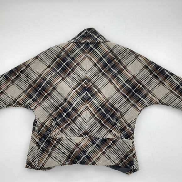 Classiques Entier Womens Gray Black Brown Bias Plaid 3/4 Sleeve Jacket Size S - Picture 8 of 13